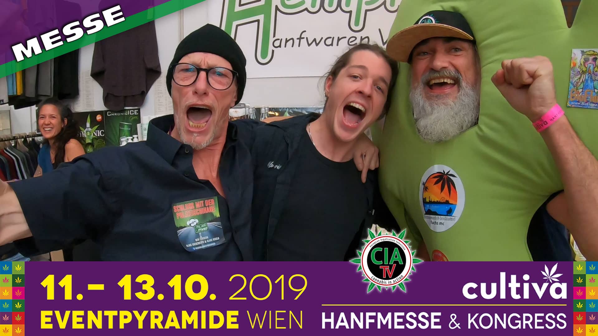 Das laufende Hanfblatt - Cultiva Hanfmesse 2019, Eventpyramide Vösendorf